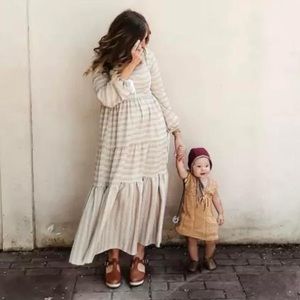 New MADEWELL x Christy Dawn Striped Tallulah Tie-Back Midi Dress in Pink Stripe